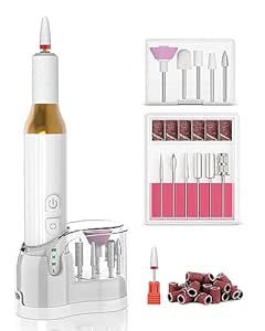 DEEHENK Nail Drill,Cordless Electric Files for Gel Nails Efile Manicure Kit Women Rechargeable Wireless Drill para Uñas Profesional Machine Grinder Acrylic White (M918)