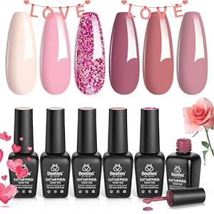 Beetles Gel Nail Polish Kit 6 Colors Pink Confetti Collection Classic Nude Pink Glitter Pastel Gel Nail Polish Set Soak Off Uv Led Gel Polish Nail Art Varnish Manicure Kit Valentines Gift