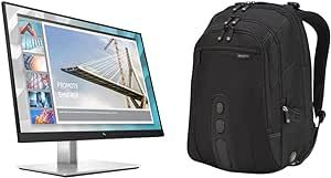 HP E24i G4 24" WUXGA LED LCD Monitor - 16:10 - Black, Silver & Targus Travel Laptop Backpack, TSA Checkpoint-Friendly Carry On Travel Backpack, Black