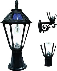 Gama Sonic Polaris Black Solar Outdoor Post Light 1-Light with 3 Mounting Options: 3in Fitter for Lamp Post, Flat Mount for Column Lights and Wall Sconce UV Protected Resin for Coastal Area-178033