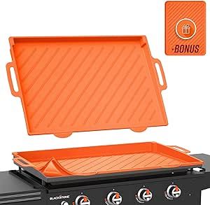 Silicone Griddle Mat for Blackstone Grill – Heavy Duty & Food Safe – 36"/28" – Outdoor Large Grill Cover – Comprehensive Blackstone Cover – 36” Full Cover for Blackstone 36 Inch Griddle – Orange