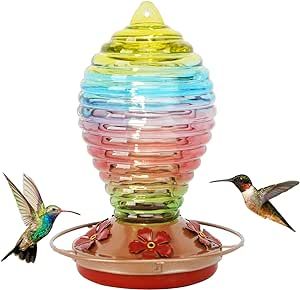 TT Nature Hummingbird Feeder Glass, Bird Feeders for Outdoors, Hummingbird Feeder for Gift Ideas and Gardening Gifts V4